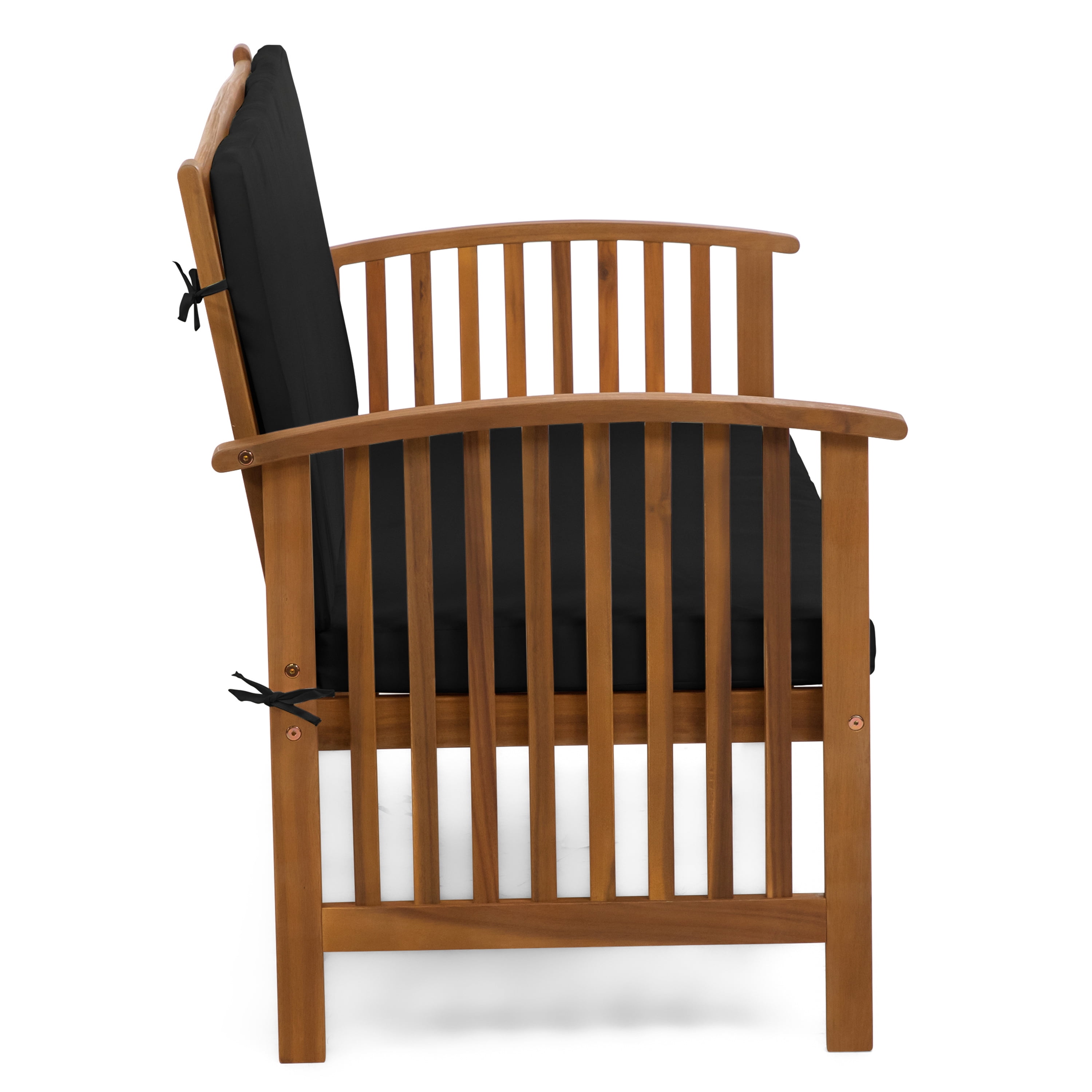 Furniture of America Mill Wood 4-Piece Patio Set with Cushions, Black and Natural