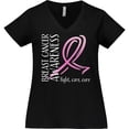 thumbnail image 3 of Inktastic Breast Cancer Awareness- Fight, Care, Cure Women's Plus Size V-Neck T-Shirt, 3 of 5