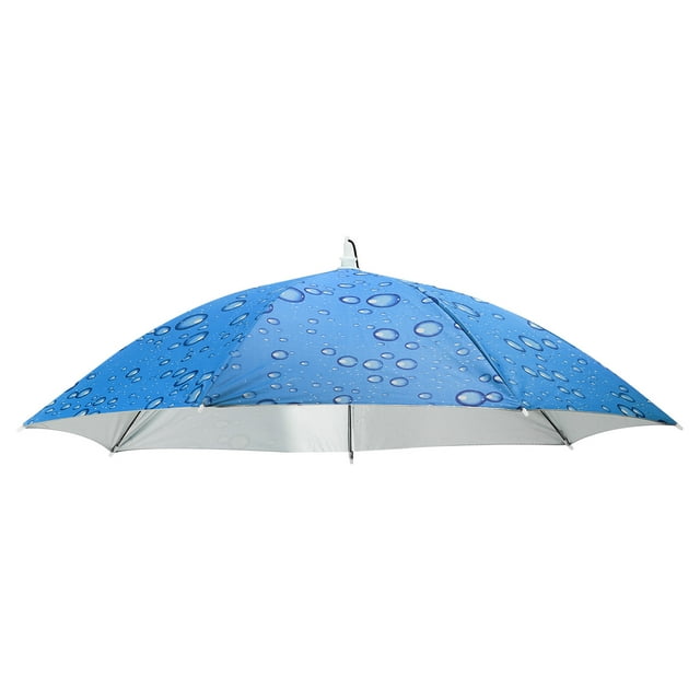 Uxcell Sombrero Paraguas de 30 Pulgadas, Sombrero Paraguas Manos Libres para Pesca y Camping, Azul Gota de Lluvia