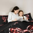 thumbnail image 5 of Homewish Kawaii Ribbon Bow 3 Pieces Queen Comforter Set for Boys Girls,Leopard Print Ultra Soft Bedding Sets,Black Red Bedding Comforter Set Breathable,Super Cozy Room Decor,Reversible, 5 of 8