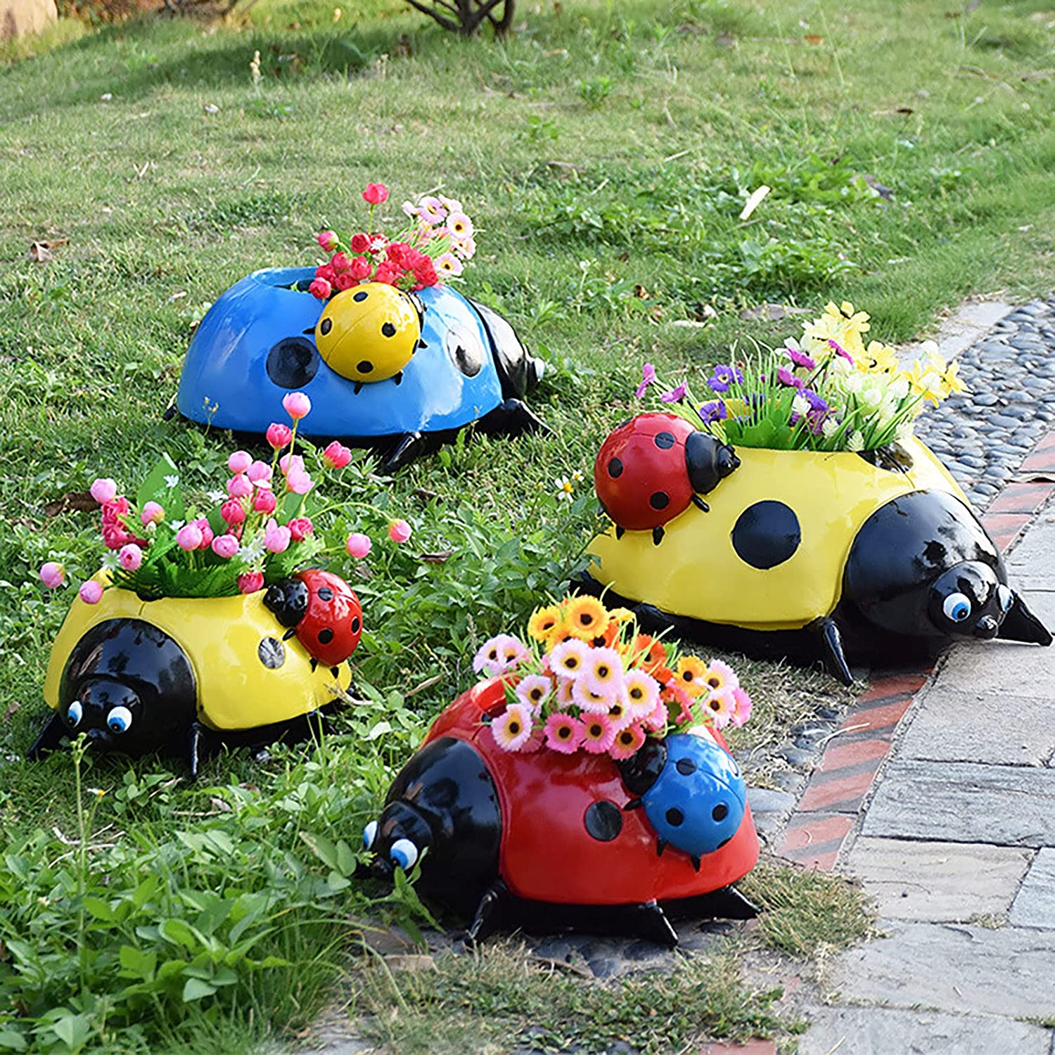 Resin Ladybugs Flower Pot Garden Decorations, Simulation Animal Ladybugs Flower Pot,Outdoor and Garden Decor Patio Yard Planter Flower Pot Indoor or Outdoor Decorations (Red) - image 3 of 7