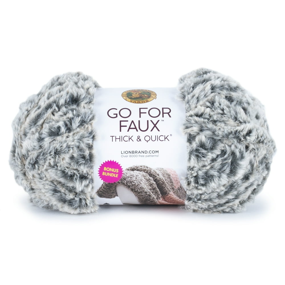 Lion Brand Yarn Go For Faux Thick and Quick Bonus Bundle Mink Faux Fur ...