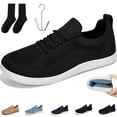 thumbnail image 2 of longantii Orthopedic Casual Shoes for Women Arch Support Slip on Non Slip Running Shoes Wide Knitted Mesh Stretch House Shoes Comfortable 2026 Orthopedic Shoes White, 2 of 8