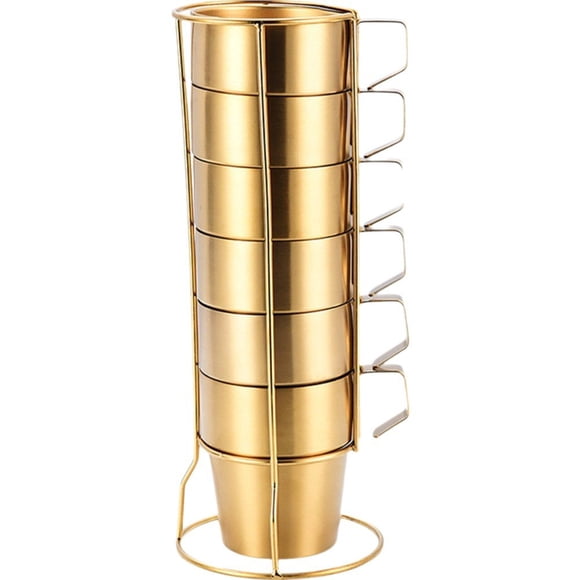 Jiibva 6-Packs Double-Walled Coffee Cup Set Stainless Steel Mugs,Heat-Proof And Scalding-Proof Metal Tea Cups With Handles for Travel Camping