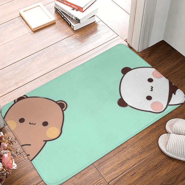 Alfombra antideslizante con estampado de oso Panda Bubu Dudu, Felpudo de entrada para el Hogar, baño, dormitorio, tamaño pequeño, decoración del hogar Fivean unisex