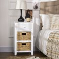 thumbnail image 2 of HOMCOM Side Table with Removable Woven Baskets and Drawer, End Table, 2 of 10