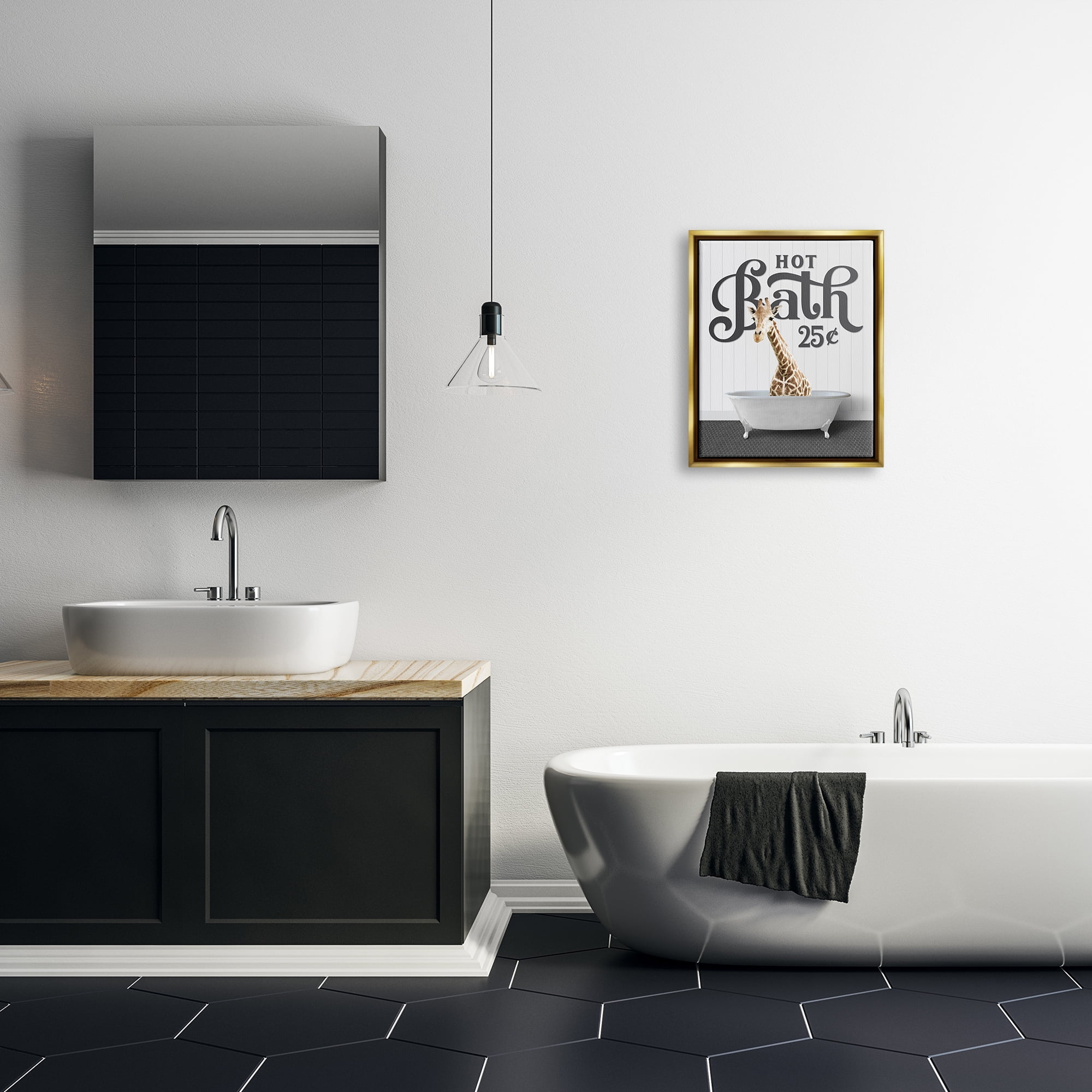 Stupell Industries Vintage Hot Bath Animal Animals & Insects Painting Gold Floater Framed Art Print Wall Art, 17 x 21