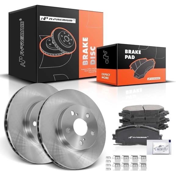 A-Premium 10.04 inch (255mm) Front Vented Disc Brake Rotors   Ceramic Pads Kit Compatible with Select Lexus and Toyota Models - CT200h 2011-2017, Prius 2012/2014-2015, Prius Plug-In 2012-2015, 1.8L