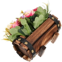 HOMEMAXS 3 Sets  Artificial Carnations With Barrel Flowerpot Wooden Carnations Flowerpot