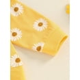 thumbnail image 7 of Nygoyerh Toddler Girl Fall Outfits Daisy Print Playwear Crew Neck Bodysuits Long Sleeve Sweatshirts + Long Pants + Headband 3Pcs Set Newborn Infant Clothing, 7 of 7