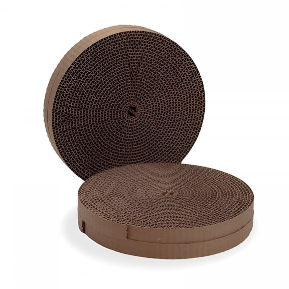 ACDANC Pet Dog Cat Replacement Scratching Pad, Durable Corrugated Paper Round Scratcher for Cat House, Scratcher Replacement Pads for Cat 2Pcs/Brown 11.41X11.41"