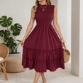 thumbnail image 5 of DHFJKG Summer Dresses For Women Casual Sleeveless Midi Dress Ruffle Hem Smocked Waist Flowy A-Line Beach Vacation Sundress Cozy Dresses, 5 of 8