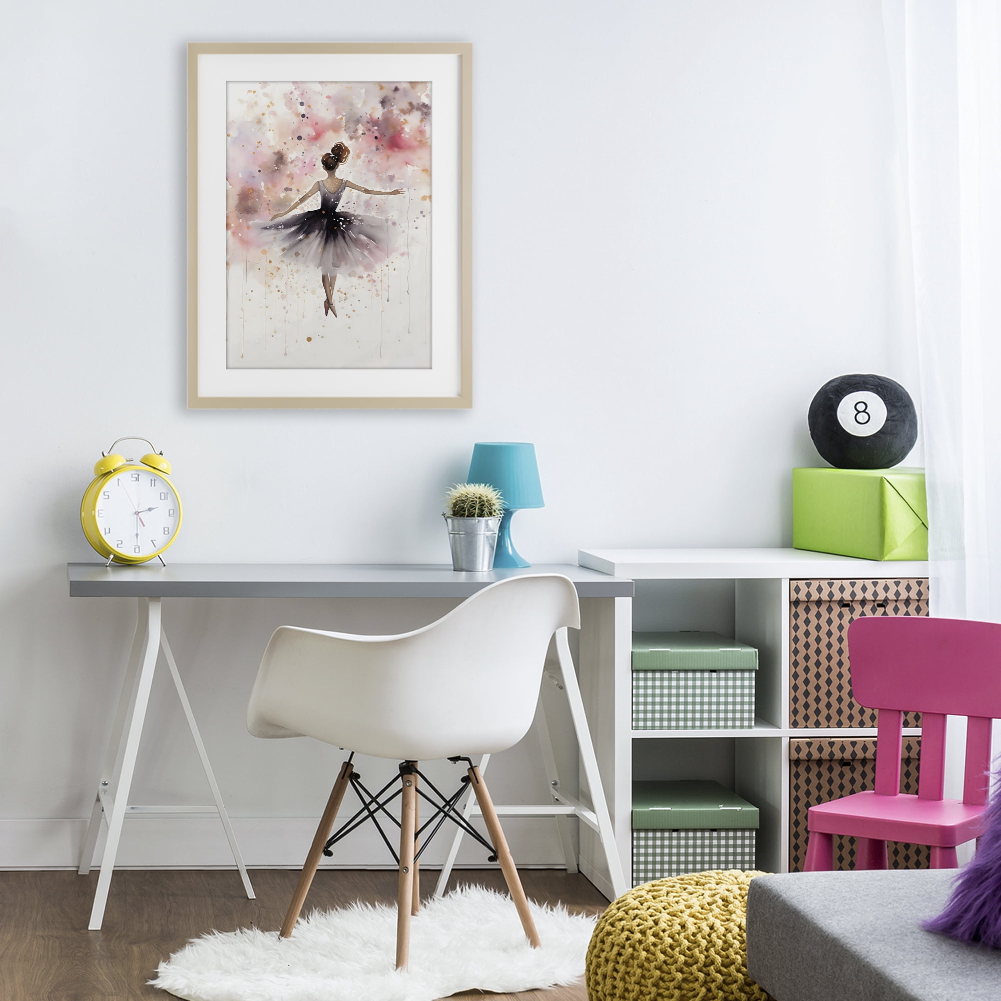 Stupell Industries Watercolor Ballerina Atmosphere Birch Framed Print Under Glass, design by Creative Studio