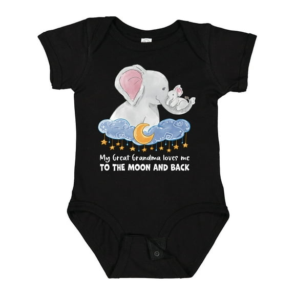 Inktastic My Great Grandma Loves Me to the Moon and Back Elephant Boys or Girls Baby Bodysuit