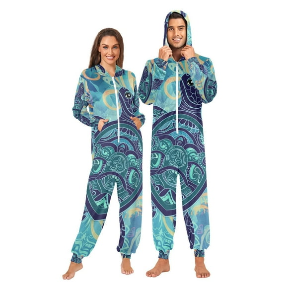 Ancient Turtle Adult Onesie Pajamas Slim Fit Christmas One Piece Suit Pjs for Women and Men Hooded Zipper