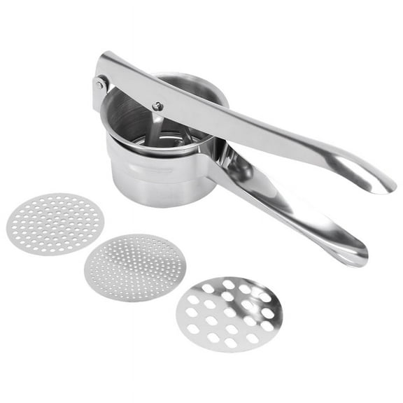 Stainless Steel Potato Ricer Masher with 3 Interchangeable Discs for Fine, Medium, and Coarse, Easy to Use Potatoes