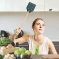 thumbnail image 4 of Heavy Duty Leather Fly Swatter, Long Handle Solid Beech Wood Fly Swatter, Durable Reusable Insect Catcher for Household, Camping and Indoor Outdoor Pest Control, Insect Swatter,19.49×3.94 in,Green, 4 of 6
