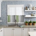 thumbnail image 3 of 24 Inch Long Tier Curtains for Kitchen, Retro Sage Green and Brown Ombre Wood Grain Bathroom Window Curtains Rod Pocket Short Curtains Window Treatment Tiers for Living Room 2 Panels, 3 of 5