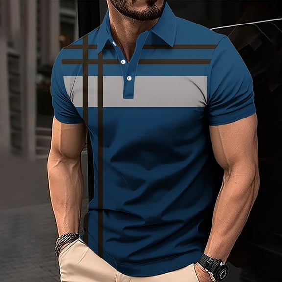 Fnnxeal Mens Polo Shirts Casual Golf Collared Short Sleeve Print Summer Multicolor Polo Shirts for Men Size 2XL
