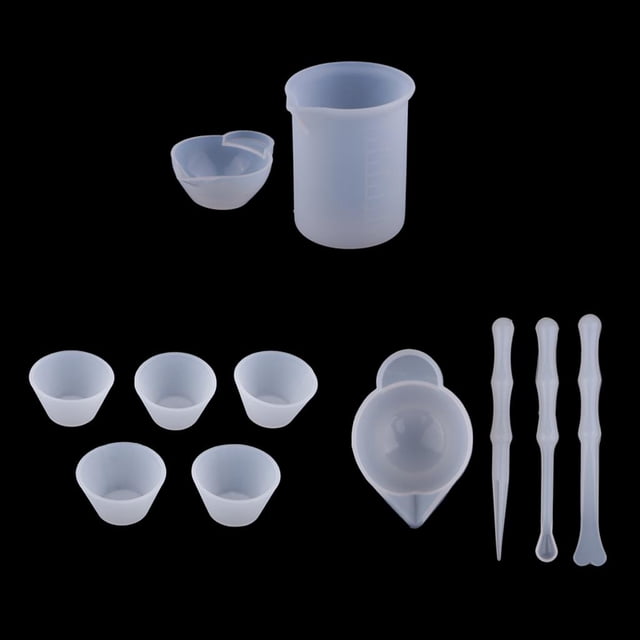 11PCS Copas de Silicona para Resina 100 Ml, Copas de Silicona Antiadherentes, Copas de Resina , Herramientas de Pegamento Palos para Resina Soledad Vasos para mezclar de resina epoxi