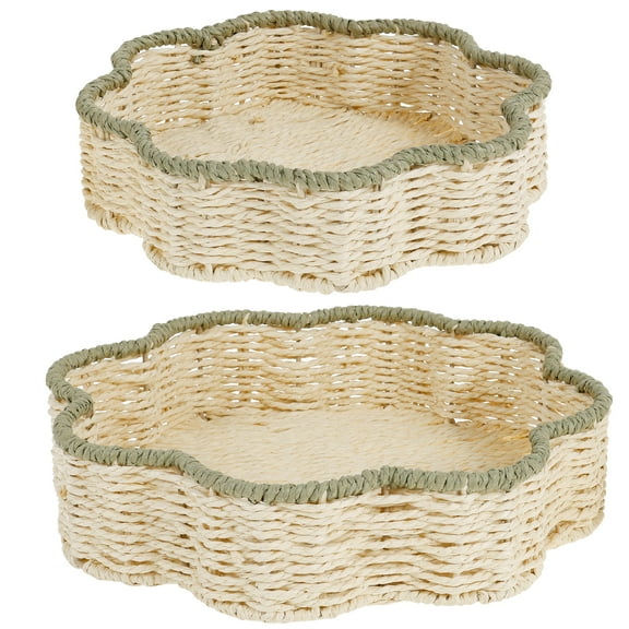 Desktop Clutter Storage Basket Handmade Woven Paper Rope Iron Storage Basket Flower Design 2 Inch for Decorative Organizing