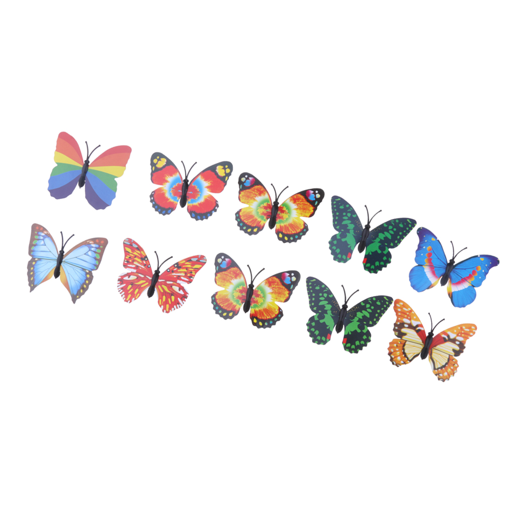 10x Butterfly Wall Art Stickers, Butterflies Wall Decals, Wall Art 1 2