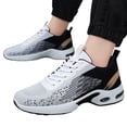 thumbnail image 2 of GrmtClth Mens Air Cushion Platform Running Sneakers Breathable Flying Knit Lace Up Shock Absorb Non Slip Casual Walking Sport Shoes Black (US/8.5), 2 of 7