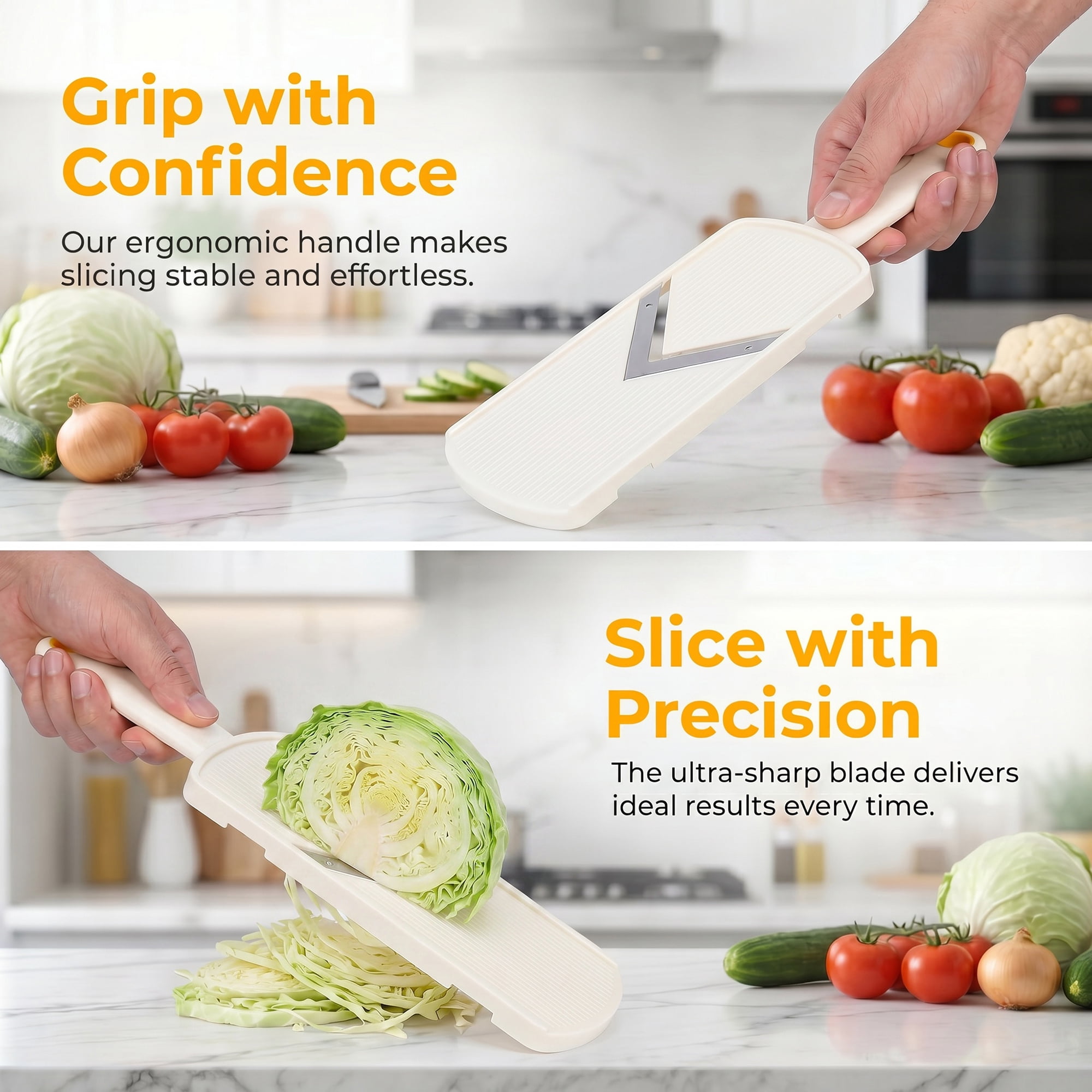 Unique Bargains Multifunctional Mandoline Slicer & Chopper for Kitchen White 12"x3.3"