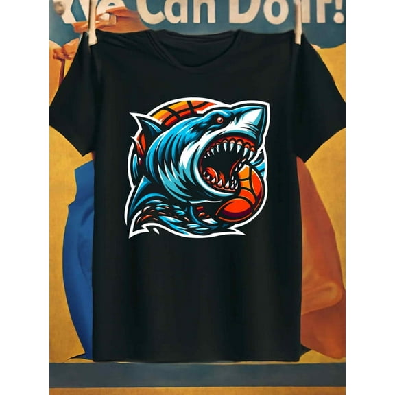100% cotton Shark Attack men's black Fashion Unisex Shirt Graphic Tee tshirts Trendy Unisex Shirt Cotton tshirts Trendy Unisex Shirt Crewneck tshirts Original Unisex Shirt Printed tshirts