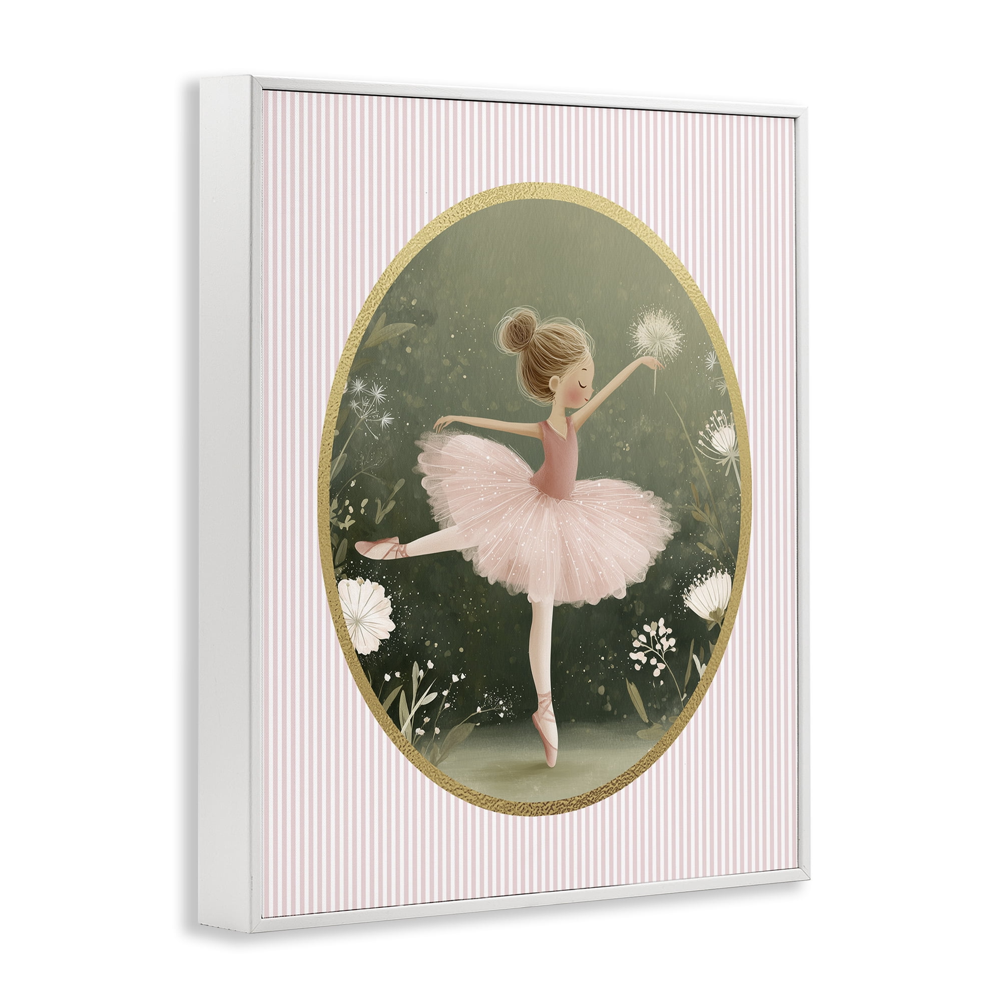 Stupell Industries Green & Pink Ballerina White Framed Giclee Art, design by Christine Simpson Art