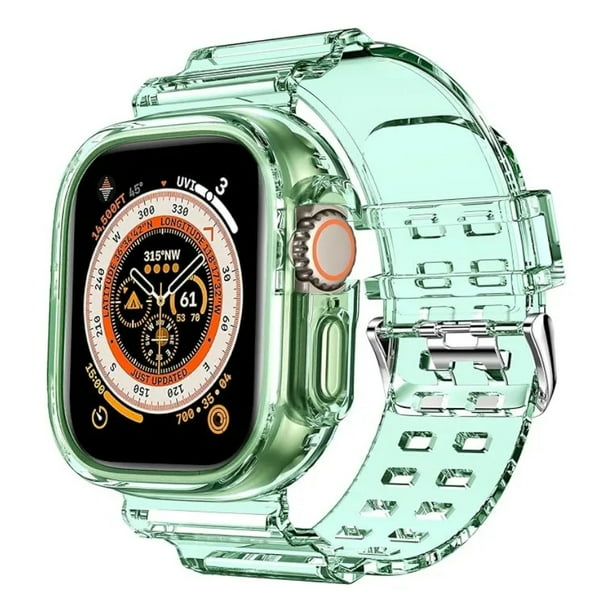 Correa de Silicona Transparente con Case para Apple Watch, Compatible con Todas las Series