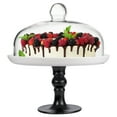 thumbnail image 2 of White Cake Plate, Black Footed Cake Stand with a Clear Dome, 9.8 Inches, 2 of 3