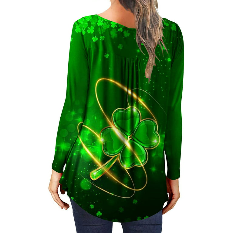 Fanxing St Patrick's Day Shirt Deals of The Day Clearance St Patrick Day Outfit Womens Fashion Tops 2023 St Patricks Day Garden Flag Shirt, Women's