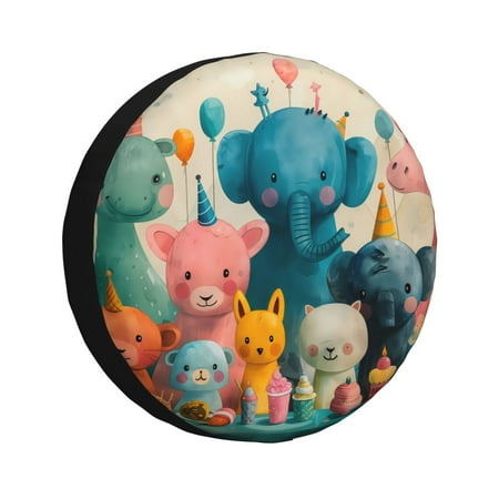 Zeuib Cute Animal Party Tire Cover Wheel Cover Spare Tire Cover Anti-UV Waterproof spare tire cover for Trailers RV Truck and Camper-14 inch