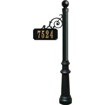 Scroll Mount Address Post with decorative Fluted base and Ball finial