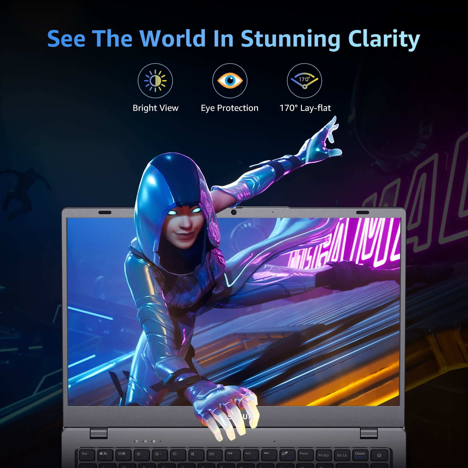 Coolby Laptop Computer , 14.1 inch HD Display, 8GB RAM/128GB SSD, Intel N5095 Quad Core Processor Notebook PC, Support 2.4G/5G Hz WiFi, BT 5.0,Webcam,Laptops for Student and Home