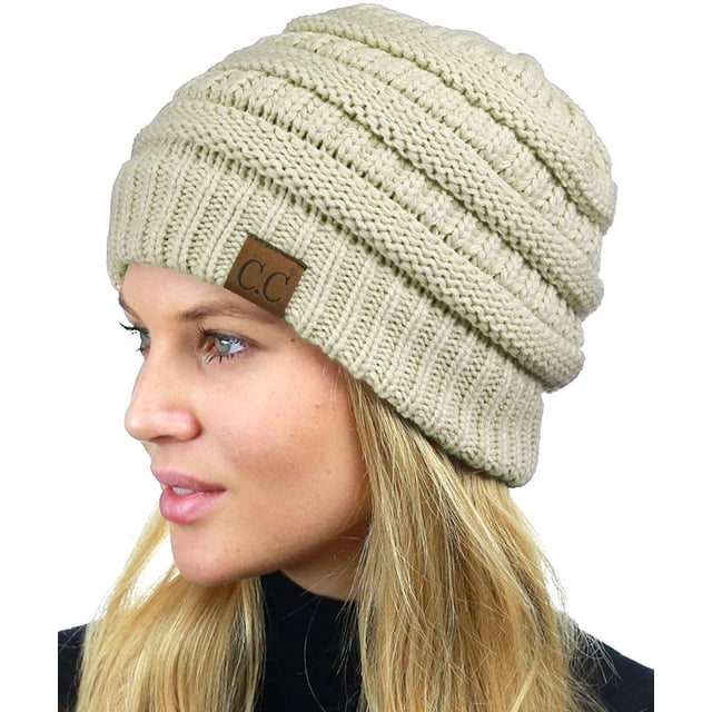 CC Unisex Chunky Soft Stretch Cable Knit Warm Fuzzy Lined Skully Beanie MFZFUKR WMZL-73-1