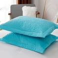 thumbnail image 3 of Set of 2 Pillow Shams King Size Floral Quilted - Perfect for Bedding Decor (Blue), 3 of 6