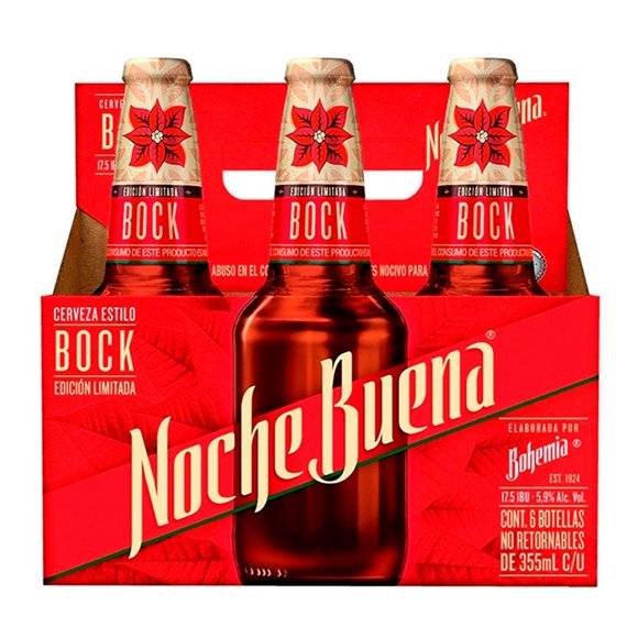 Cerveza Bohemia Noche Buena edición limitada 6 botellas de 355 ml c/u