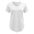 thumbnail image 5 of Womens T Shirts V Neck Short Sleeve Plus Size Basic Tee Curved Hem Tunic Tops,White,2XL, 5 of 5