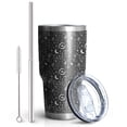 thumbnail image 2 of 30oz Black White Moon Plant Pattern Tumblers Stainless Steel Tumbler with Lid and Straw,Vacuum Insulated Double Wall Travel Tumbler Cups Mug with Cleaning Brush for Coffee,Tea, 2 of 7