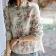 thumbnail image 6 of Embroidered Long Sleeve Tee Shirts for Women Blouses Ethnic Floral Tunic Tops, Traditional Clothing Shirts, 6 of 6