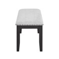 thumbnail image 6 of 6pc Dining Set Contemporary Style White Genuine Marble Rectangular Table Top Dove Gray Upholstery Chairs Nailhead Tufted Bench Black Finish Wooden Solid Wood Dining Room Furniture 18813, 6 of 10