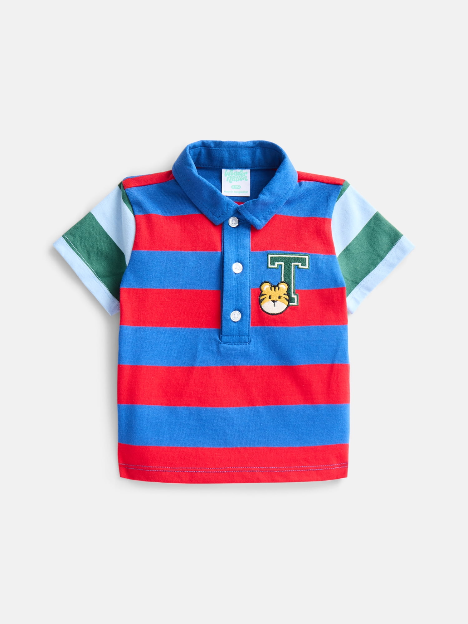 Wonder Nation Baby Boys Striped Polo Shirt and Pants Set, 2-Piece, Sizes 0/3M-24M