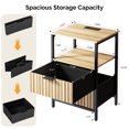 thumbnail image 2 of Ktaxon Nightstand with Charging Station End Table with 2 Fabric Drawers Bedside Table Furniture for Bedroom, Living Room,Fluted Oak Wave Design, 2 of 10