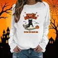 thumbnail image 2 of Cute Spooky Biscuits Graphic Sweatshirt Women Black Cat Ghost Dough Print Crew Neck Long Sleeve Pullover Oversized Fleece Lined Fall Top for Halloween Party Casual Outfits, 2 of 5