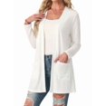 thumbnail image 3 of Cardigan Sweaters for Women Casual Open Front Long Sleeve Knit Coat with Pockets Trendy White L, 3 of 9