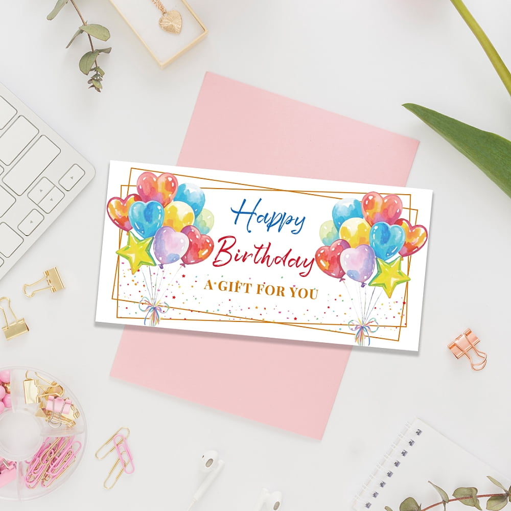 Paper Gift Card Invitation Cards for Birthday Wedding Party Rectangle Balloon 170x85mm 40pcs/set