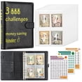 thumbnail image 1 of 100 Envelopes Money Saving Challenge Budget Binder PU Leather Cover with Cash Envelope PVC Pocket Zipper/Digital Stickers  as Money Organizer System Saving Planner Birthday, 1 of 6