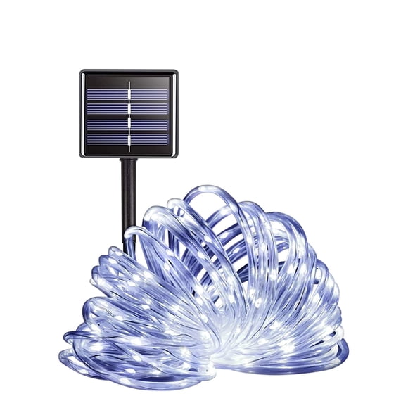 NITIDSKY Guirlandes Solaires de Noël 98 Pieds 300 LED pour l'Extérieur, Étanches, Guirlandes Solaires en Corde pour Cour, Patio, Jardin, Décorations de Noël, Blanc